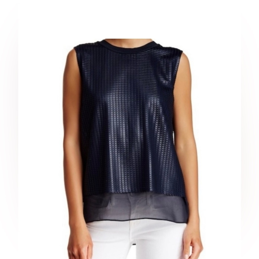 Vince Navy Textured Tank Top